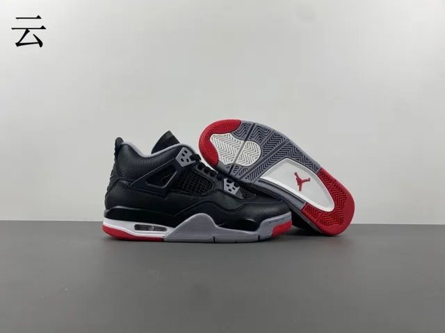 Air Jordan 4 Black Gray Red Basketball Shoes 4