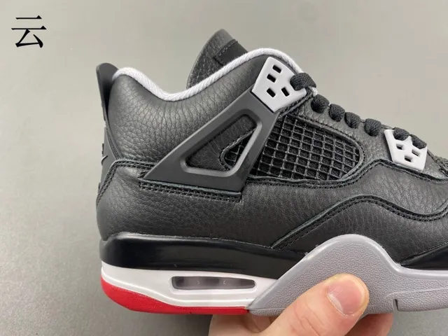 Air Jordan 4 Black Gray Red Basketball Shoes 5