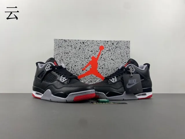 Air Jordan 4 Black Gray Red Basketball Shoes 17