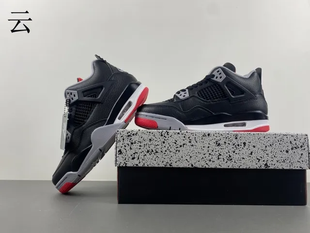 Air Jordan 4 Black Gray Red Basketball Shoes 12