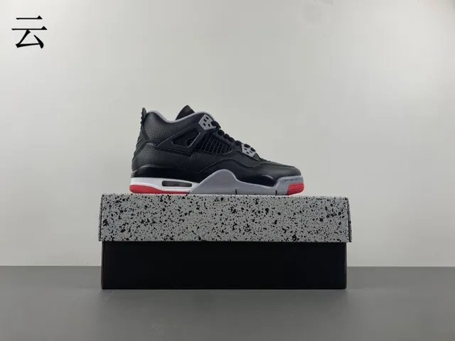 Air Jordan 4 Black Gray Red Basketball Shoes 13