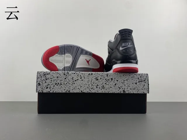 Air Jordan 4 Black Gray Red Basketball Shoes 14