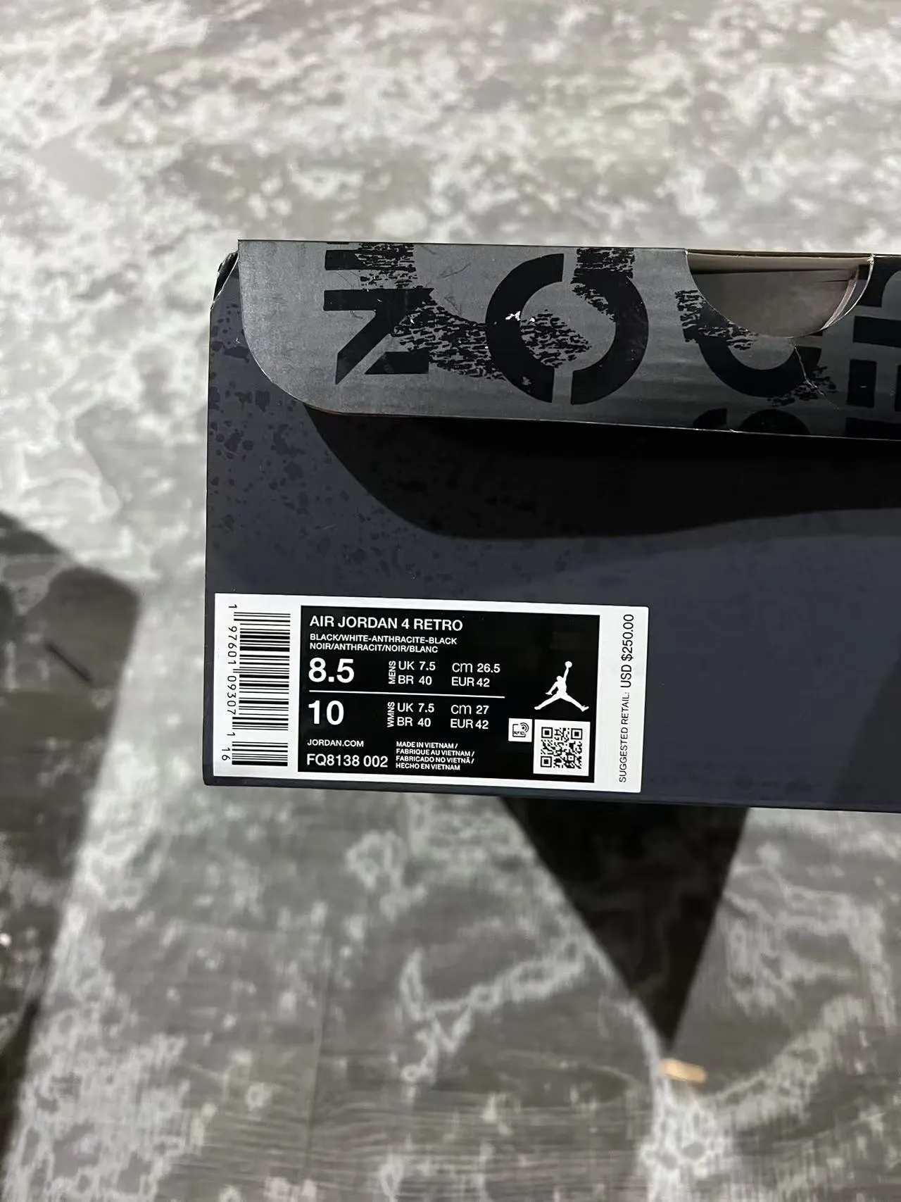 Chaussures de basketball Air Jordan 4 noir et gris moucheté 10