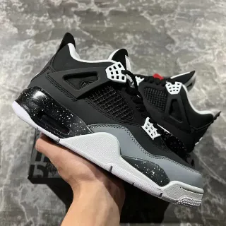 Air Jordan 4 Black Gray Speckled Heel Basketball Shoes
