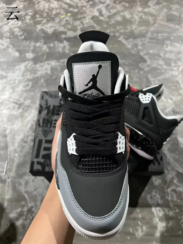 Air Jordan 4 Black Gray Speckled Heel Basketball Shoes 3
