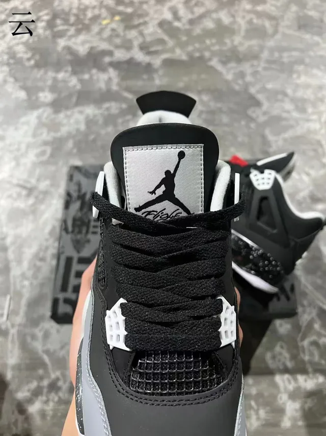 Air Jordan 4 Black Gray Speckled Heel Basketball Shoes 4