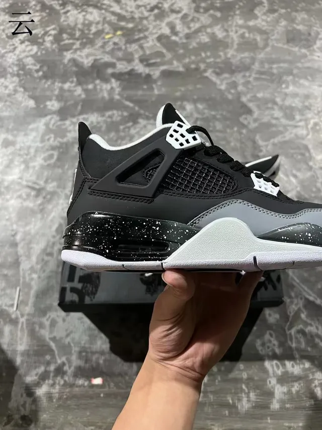 Air Jordan 4 Black Gray Speckled Heel Basketball Shoes 5