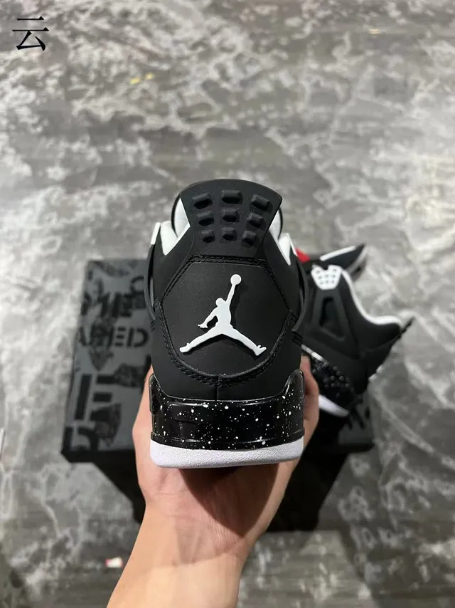 Air Jordan 4 Black Gray Speckled Heel Basketball Shoes 6