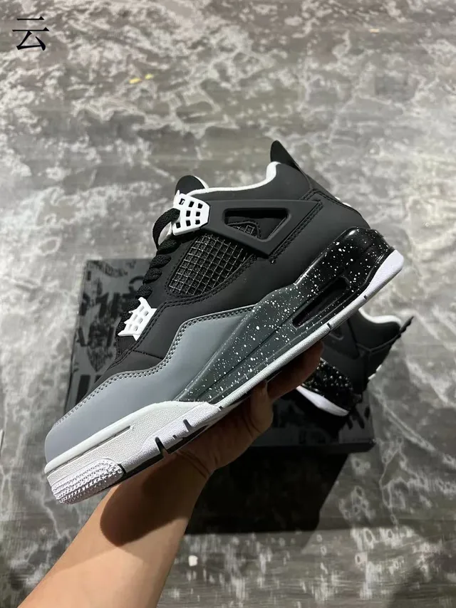 Air Jordan 4 Black Gray Speckled Heel Basketball Shoes 7