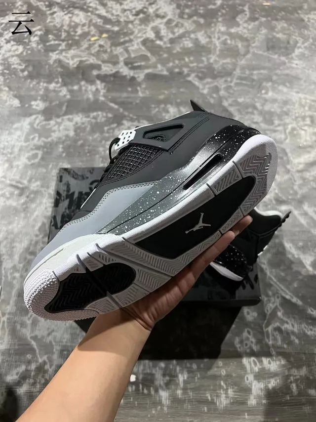 Air Jordan 4 Black Gray Speckled Heel Basketball Shoes 8