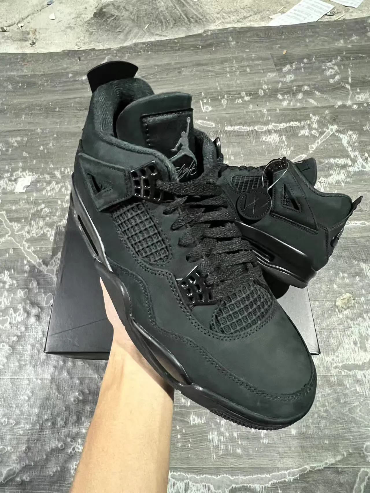 Air Jordan 4 Black Monochromatic Basketball Shoes 2