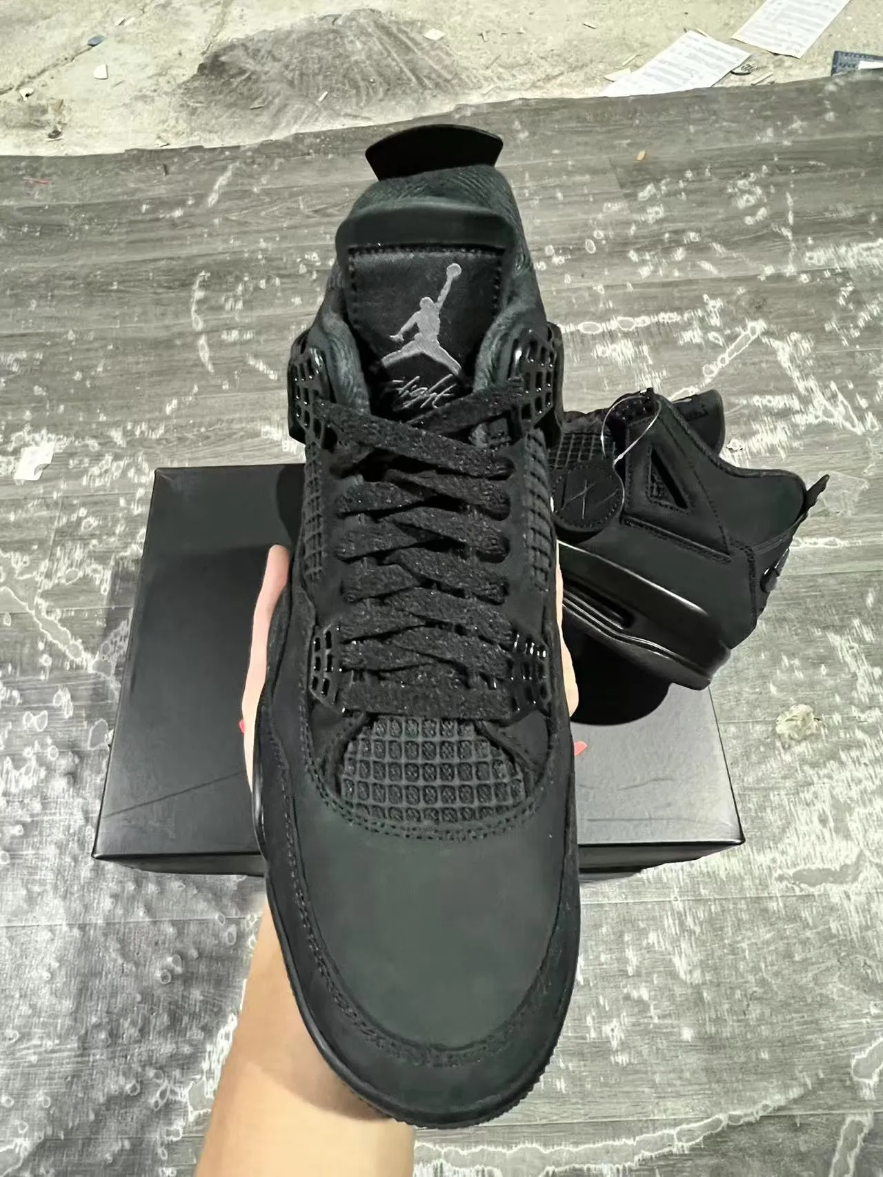 Air Jordan 4 Black Monochromatic Basketball Shoes 3