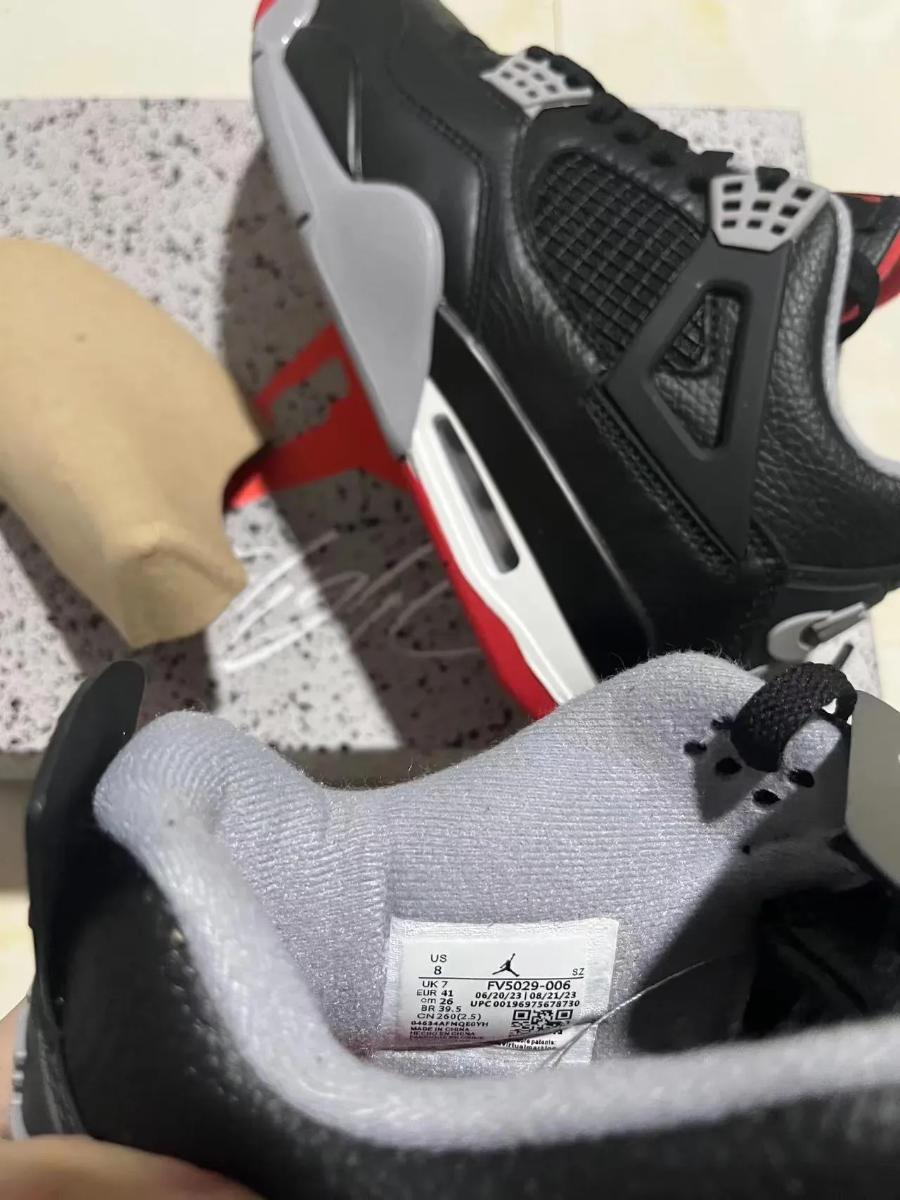 Air Jordan 4 Preto Vermelho Cinza Tênis de Basquete 9