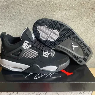 Air Jordan 4 Black White Silver Basketball Shoes