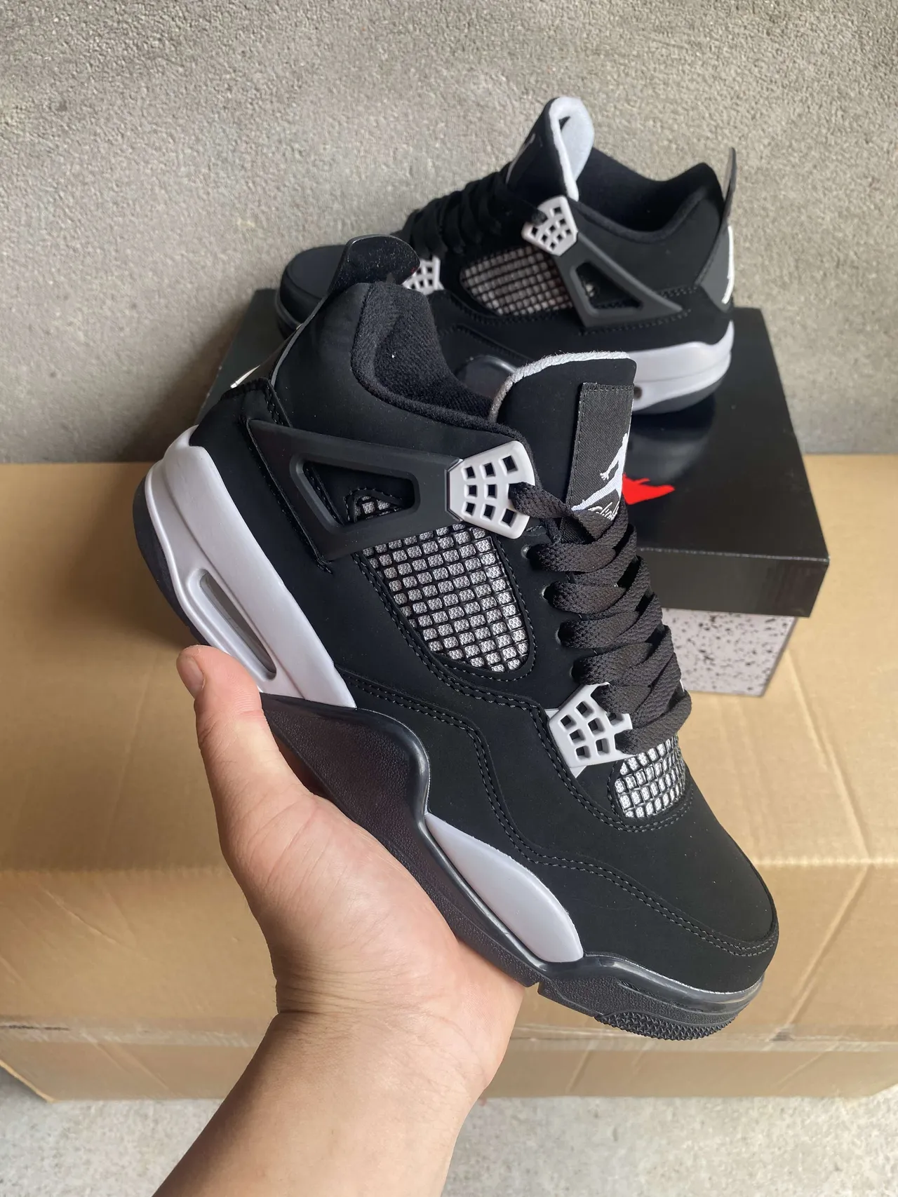Air Jordan 4 Black White Silver Basketball Shoes 2