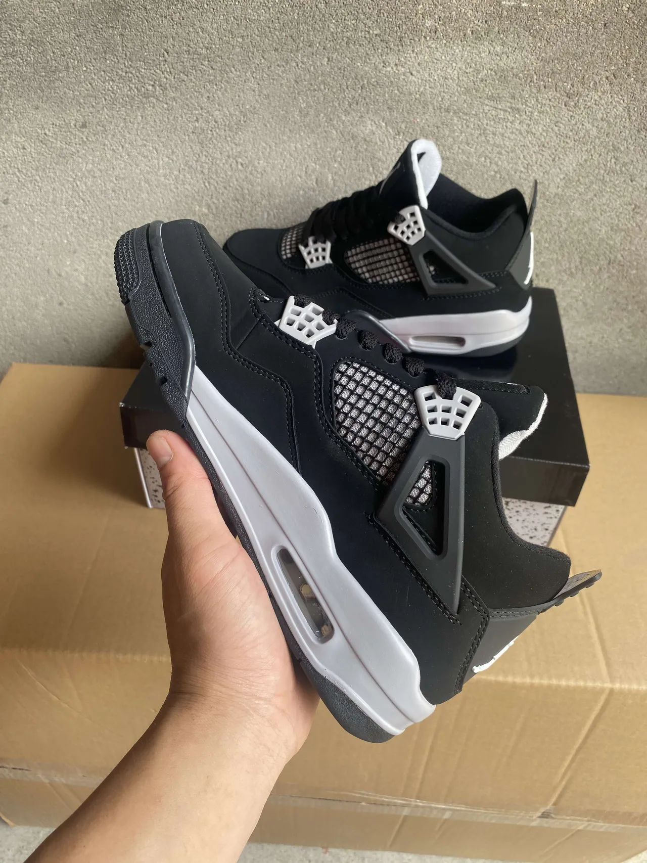 Air Jordan 4 Black White Silver Basketball Shoes 3