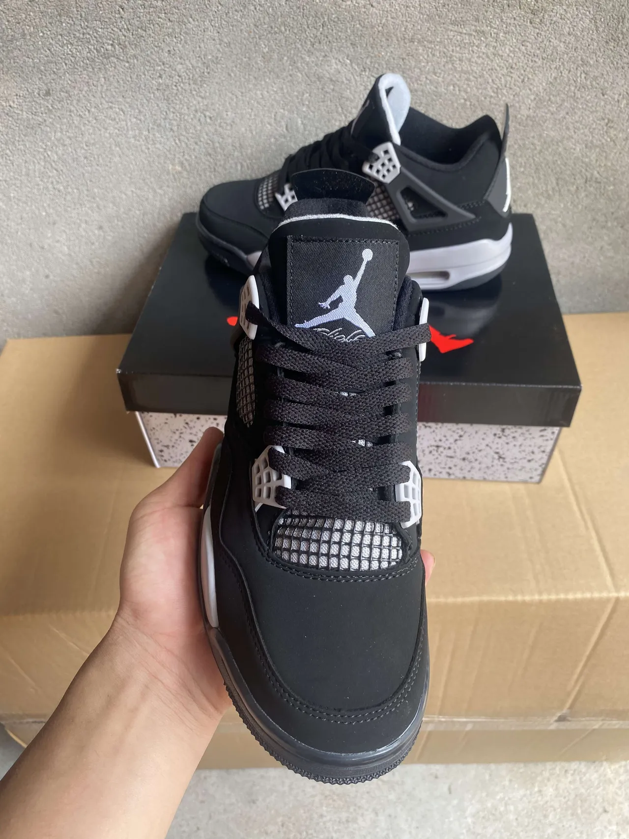 Air Jordan 4 Black White Silver Basketball Shoes 4