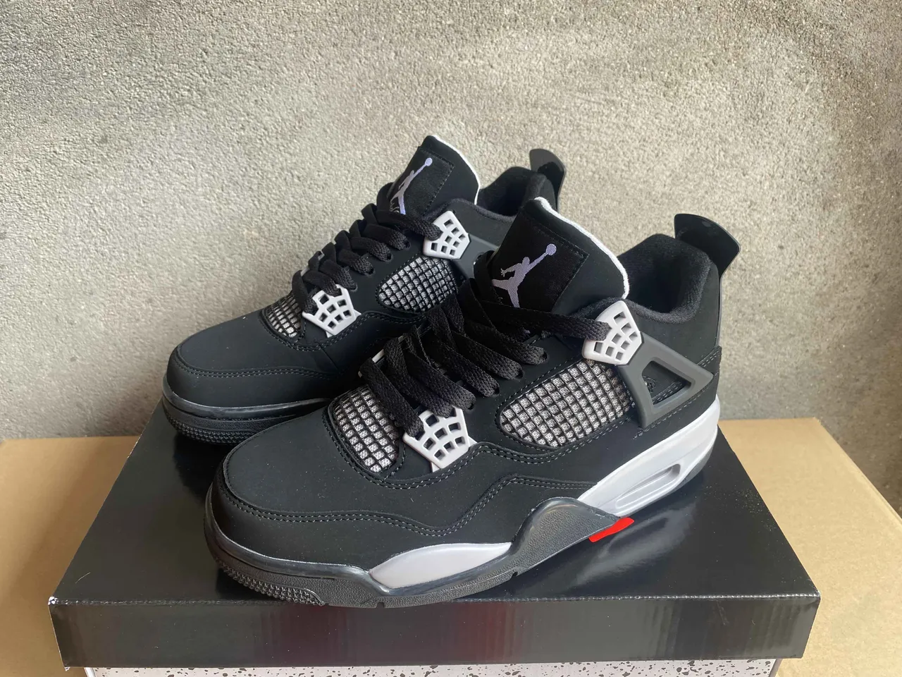 Air Jordan 4 Black White Silver Basketball Shoes 5