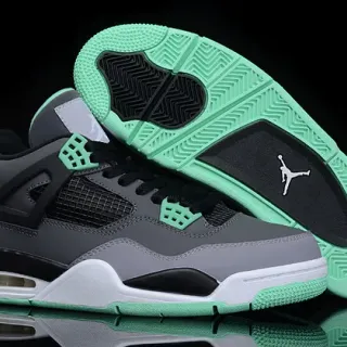 Air Jordan 4 Gris Verde Menta Zapatos de Baloncesto