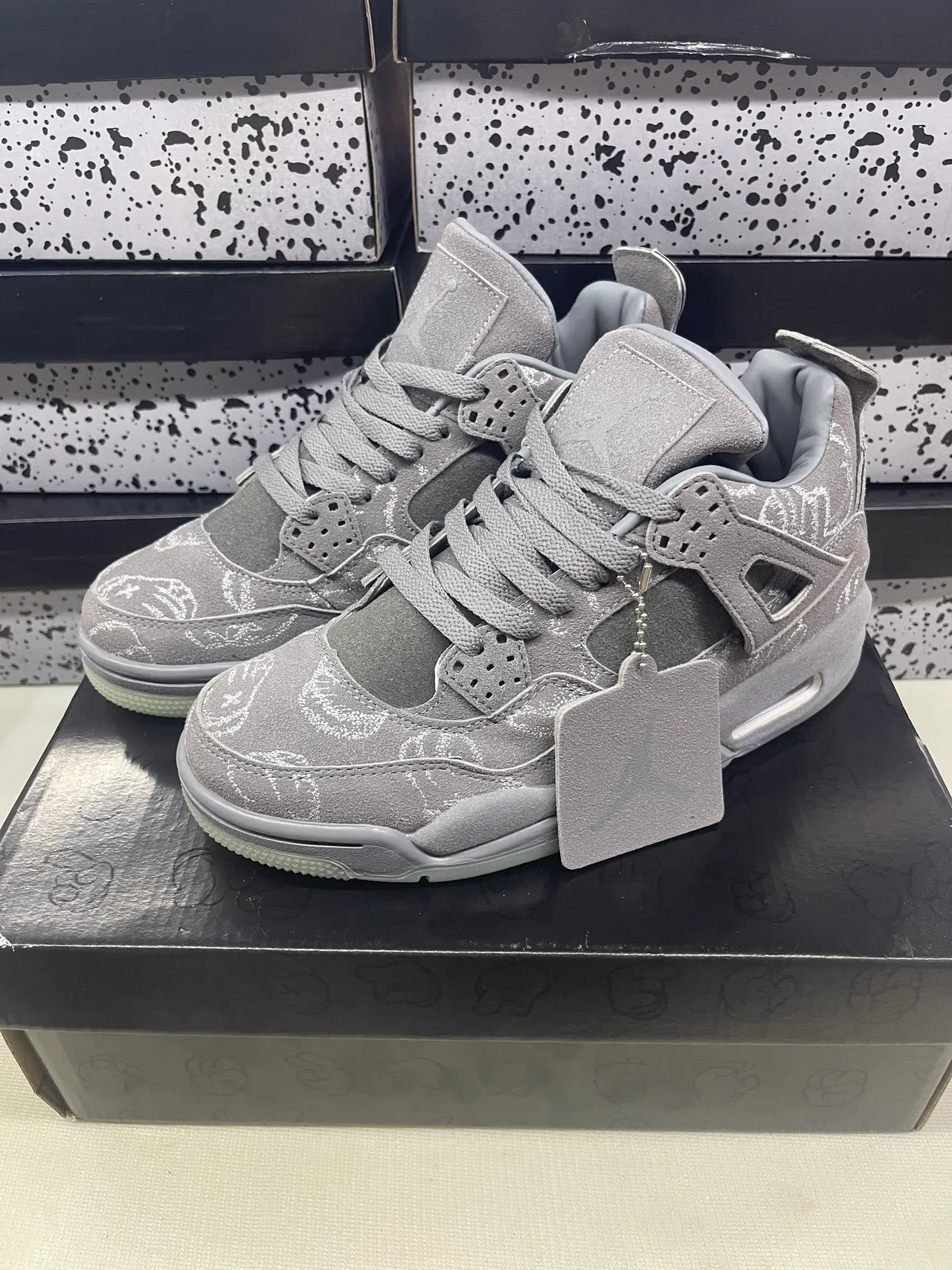 Air Jordan 4 Monochromatic Gray Suede Basketball Shoes 6