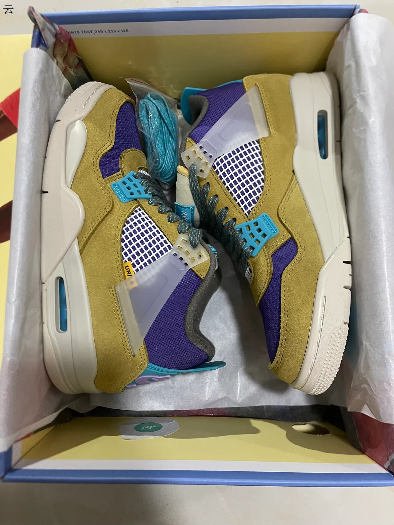 Air Jordan 4 Mostarda Amarela Roxa Turquesa Tênis de Basquete 7