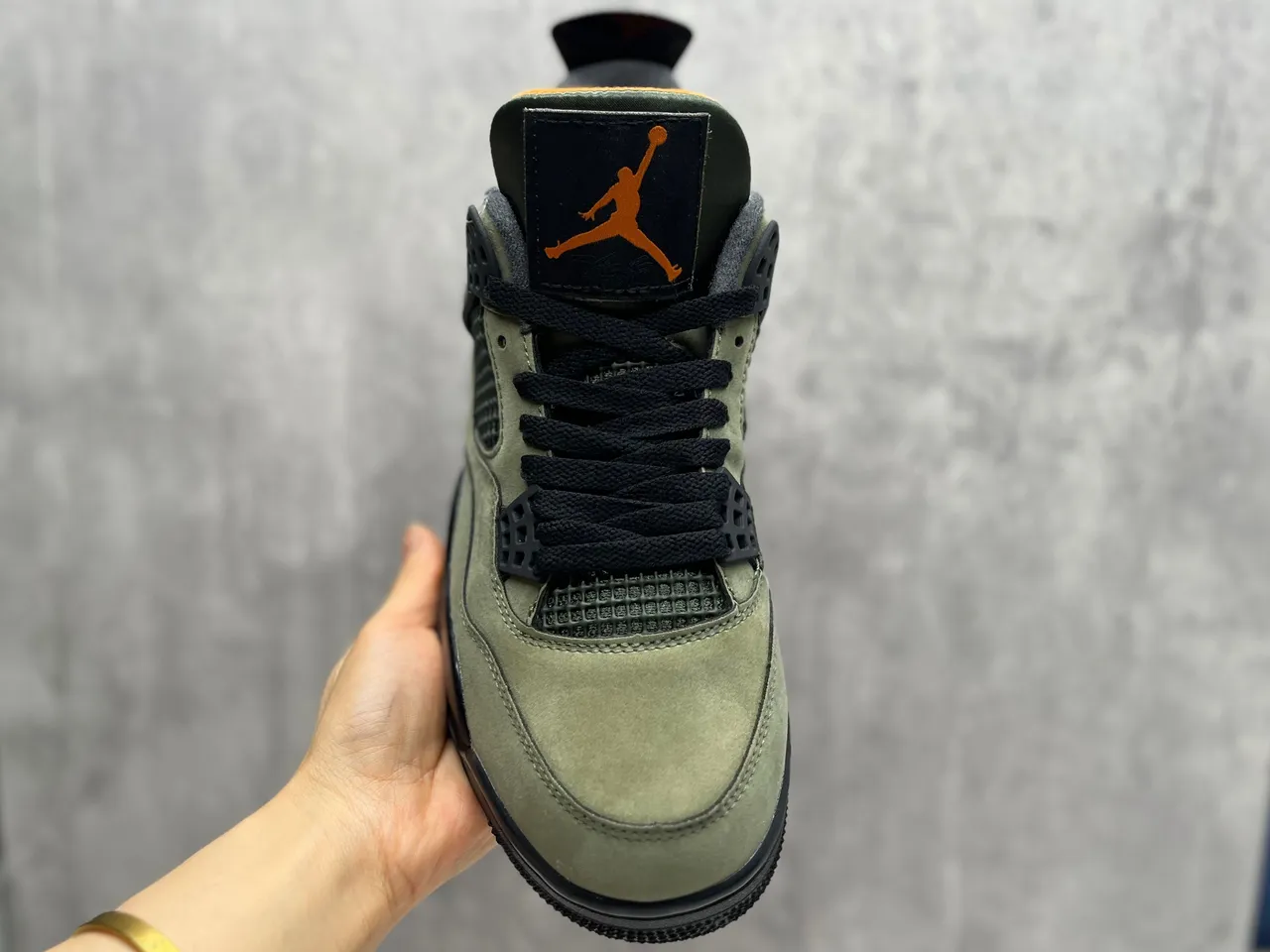 Air Jordan 4 Olive Green Suede Basketball Shoes 3