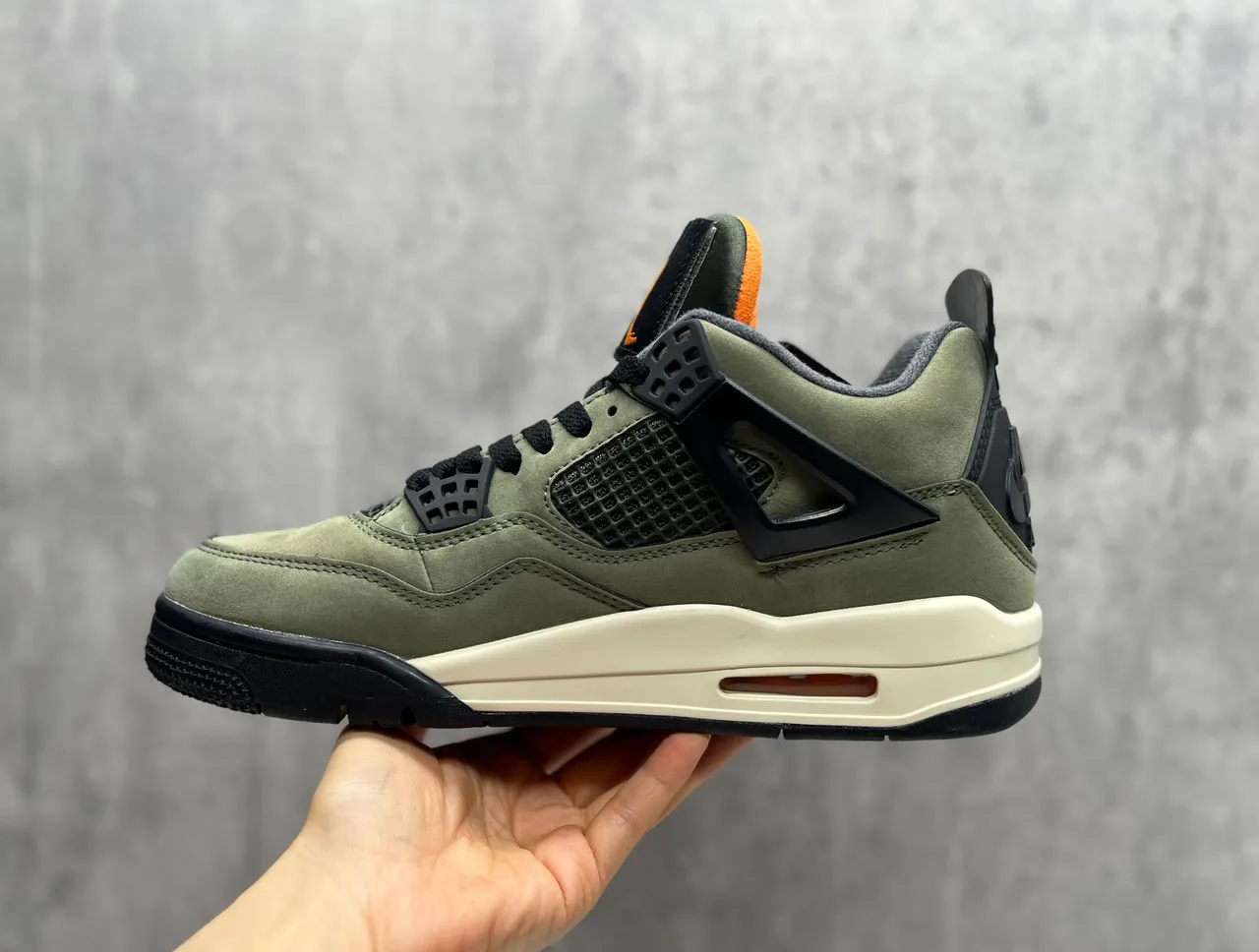 Air Jordan 4 Olive Green Suede Basketball Shoes 6