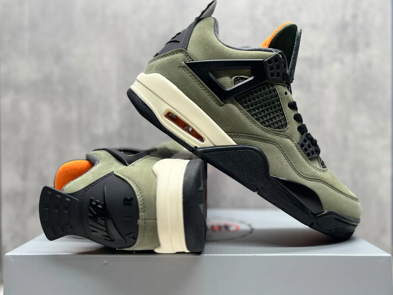 Air Jordan 4 Olive Green Suede Basketball Shoes 10