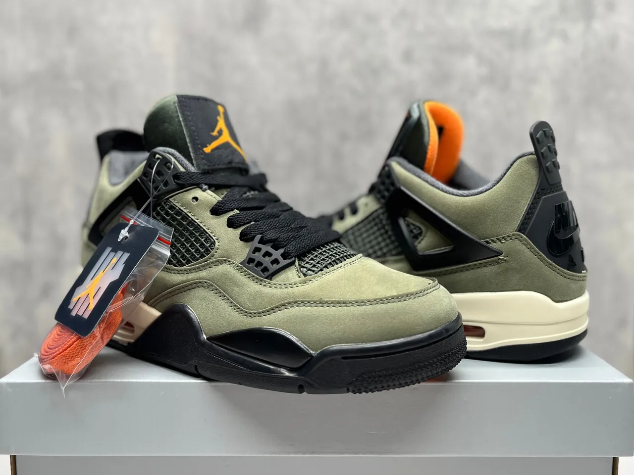 Air Jordan 4 Olive Green Suede Basketball Shoes 11