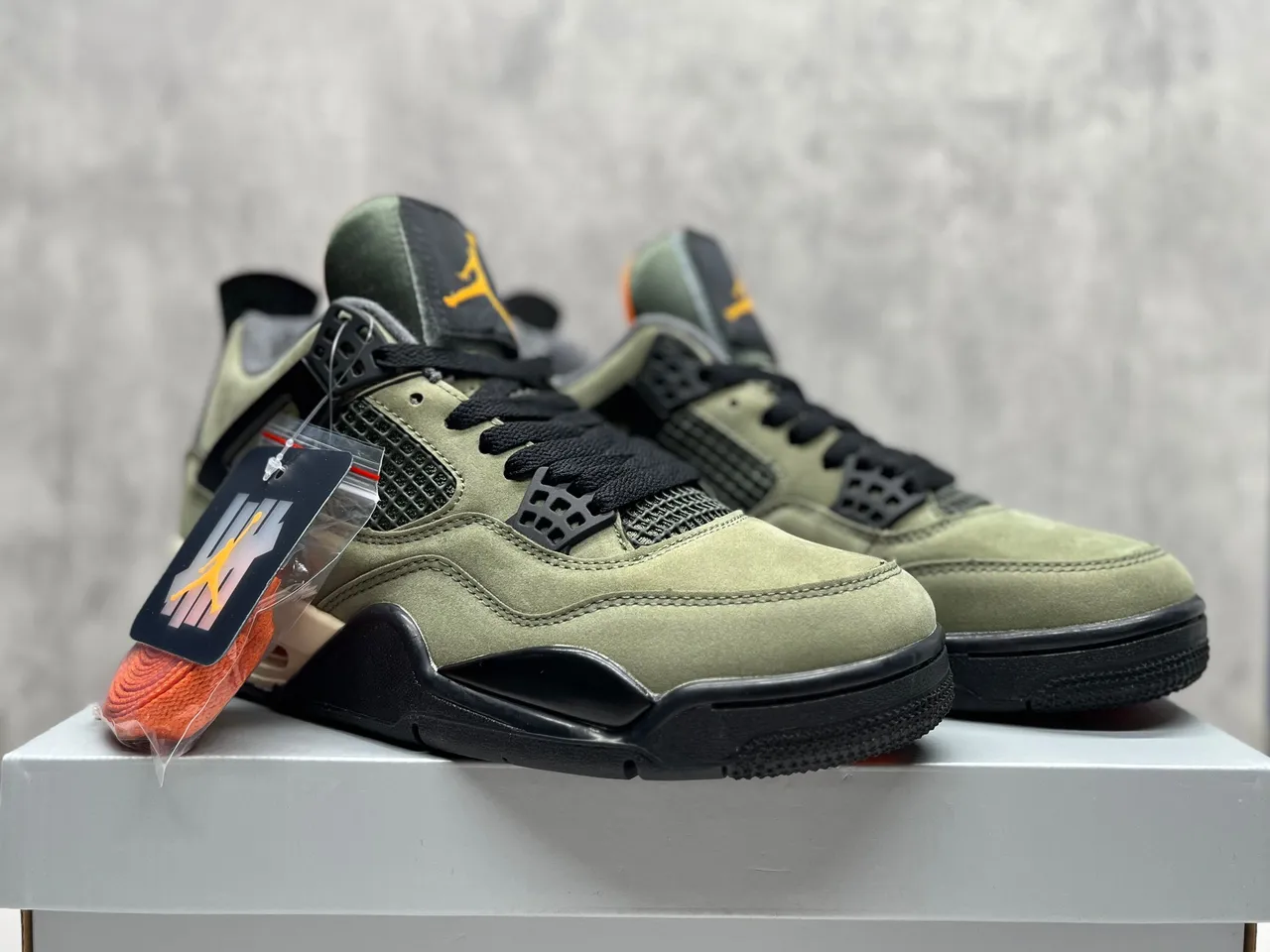 Air Jordan 4 Olive Green Suede Basketball Shoes 12