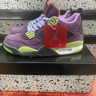 Air Jordan 4 Purple Lime Speckle Basketball Shoes