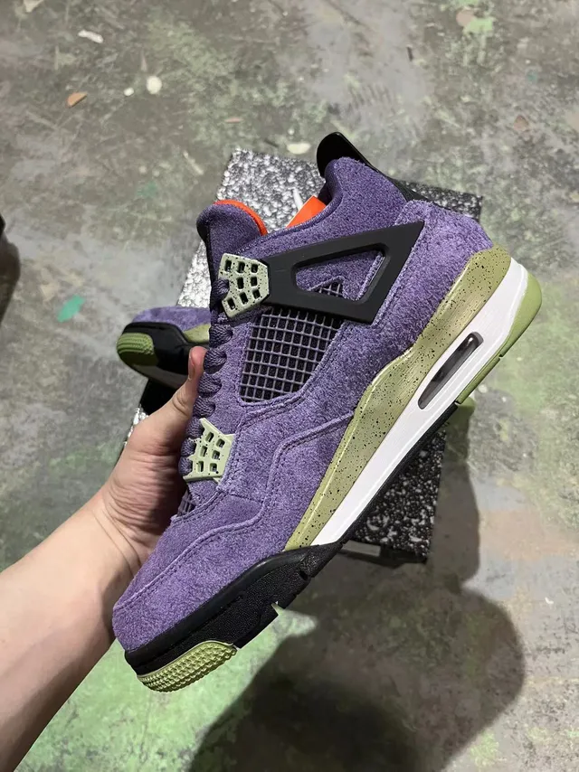 Air Jordan 4 Purple Olive Green Speckle Basketball Shoes 3