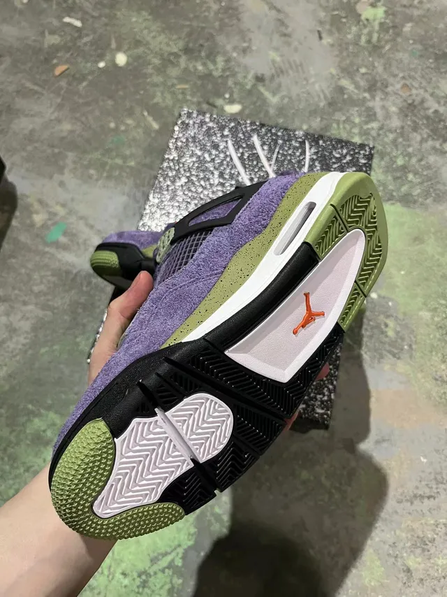 Air Jordan 4 Purple Olive Green Speckle Basketball Shoes 4