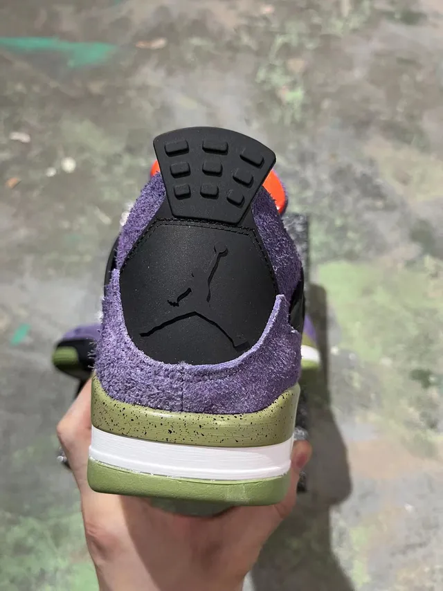 Air Jordan 4 Purple Olive Green Speckle Basketball Shoes 5