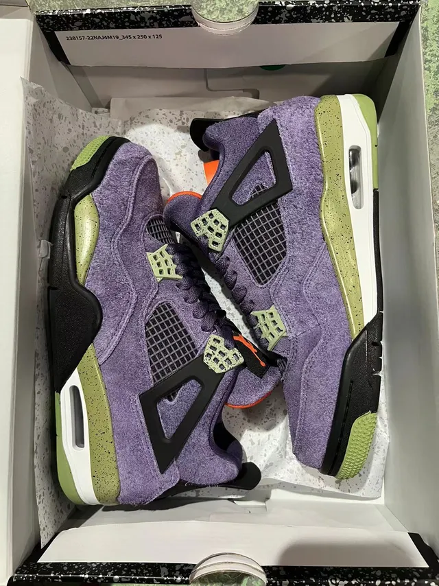Air Jordan 4 Purple Olive Green Speckle Basketball Shoes 6