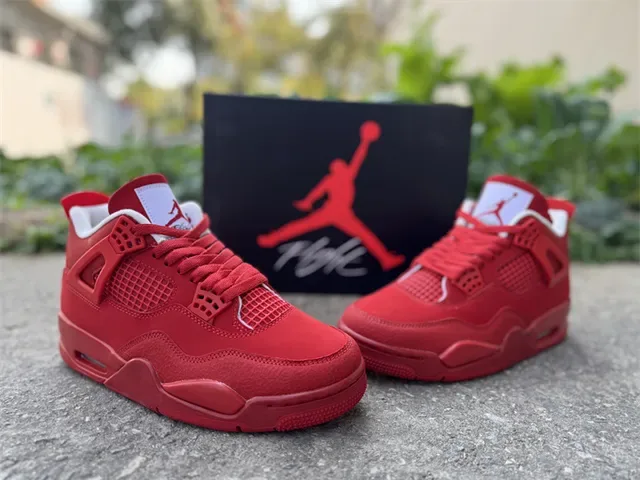 Air Jordan 4 Chaussures de Basketball Rouge Monochrome 5