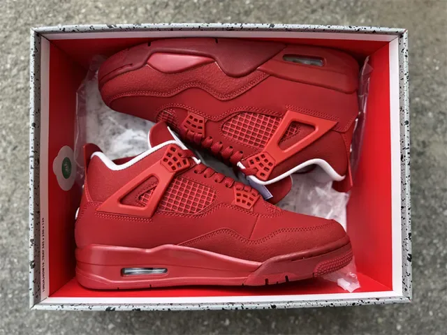 Air Jordan 4 Chaussures de Basketball Rouge Monochrome 18