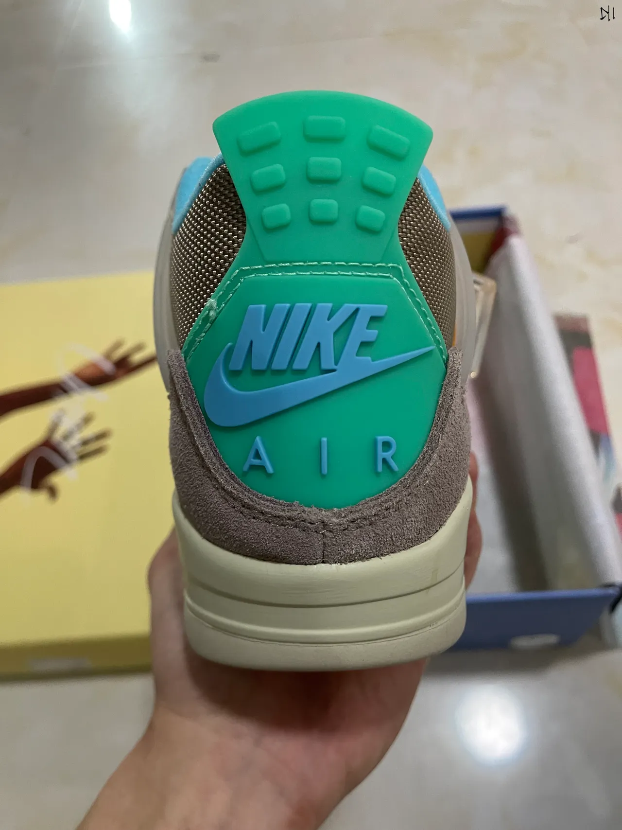 Chaussures de basketball Air Jordan 4 Union Los Angeles taupe vert bleu 6