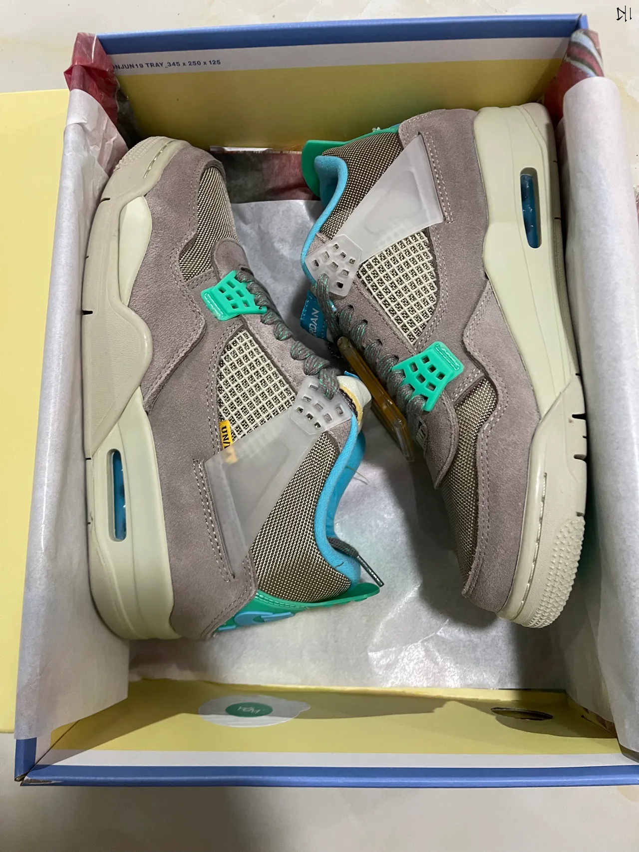 Chaussures de basketball Air Jordan 4 Union Los Angeles taupe vert bleu 7