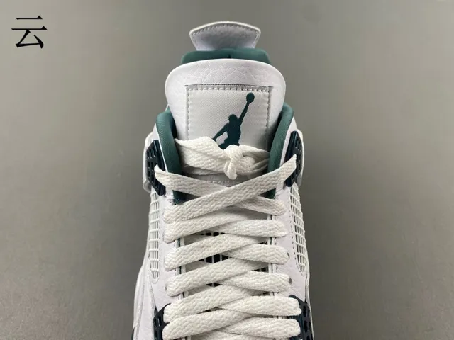 Air Jordan 4 White and Dark Teal Basketball Shoes 4