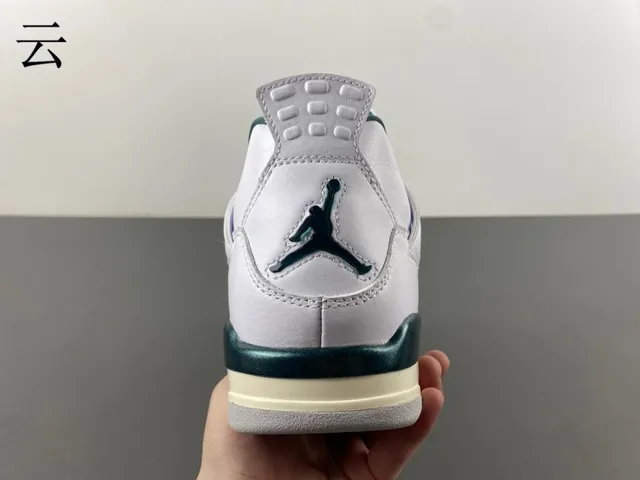 Air Jordan 4 White and Dark Teal Basketball Shoes 5