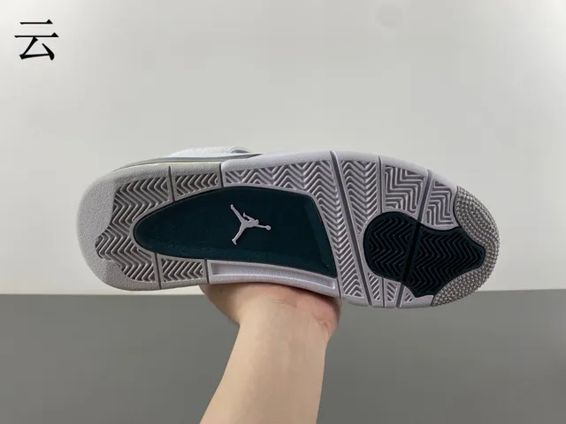 Air Jordan 4 White and Dark Teal Basketball Shoes 8