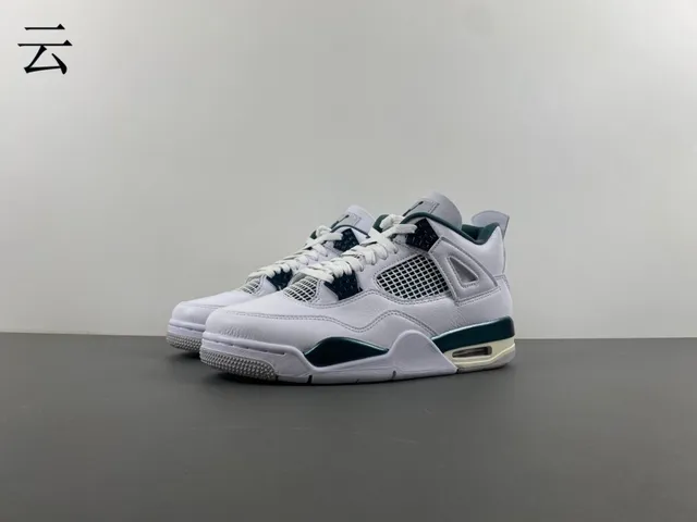 Air Jordan 4 White and Dark Teal Basketball Shoes 9