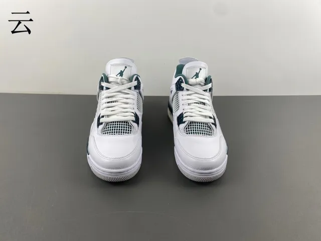 Air Jordan 4 White and Dark Teal Basketball Shoes 10
