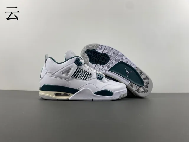 Air Jordan 4 White and Dark Teal Basketball Shoes 11