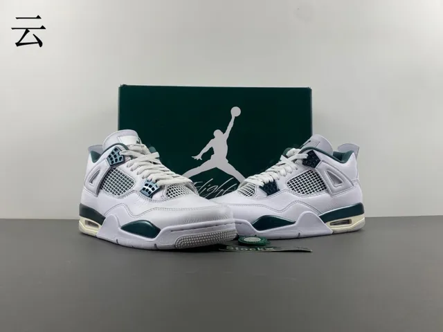 Air Jordan 4 White and Dark Teal Basketball Shoes 12