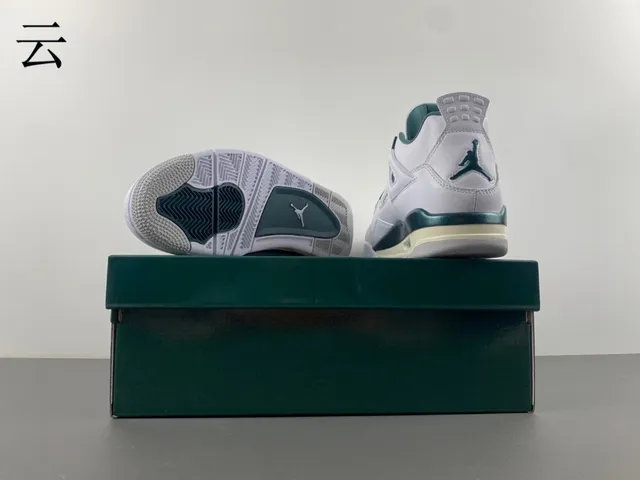 Air Jordan 4 White and Dark Teal Basketball Shoes 13