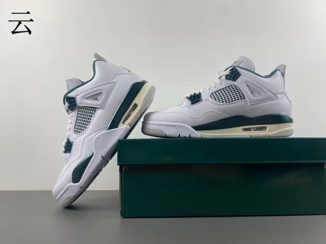 Air Jordan 4 White and Dark Teal Basketball Shoes 14