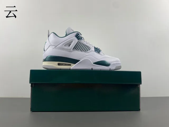 Air Jordan 4 White and Dark Teal Basketball Shoes 15
