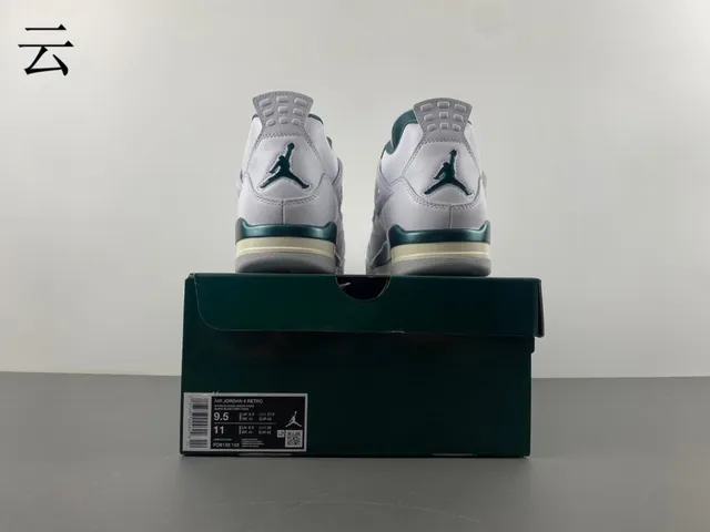 Air Jordan 4 White and Dark Teal Basketball Shoes 16
